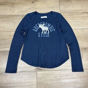 Abercrombie & Fitch Kids 11/12 Embroidered Moose Applique Green Knit Shirt Top